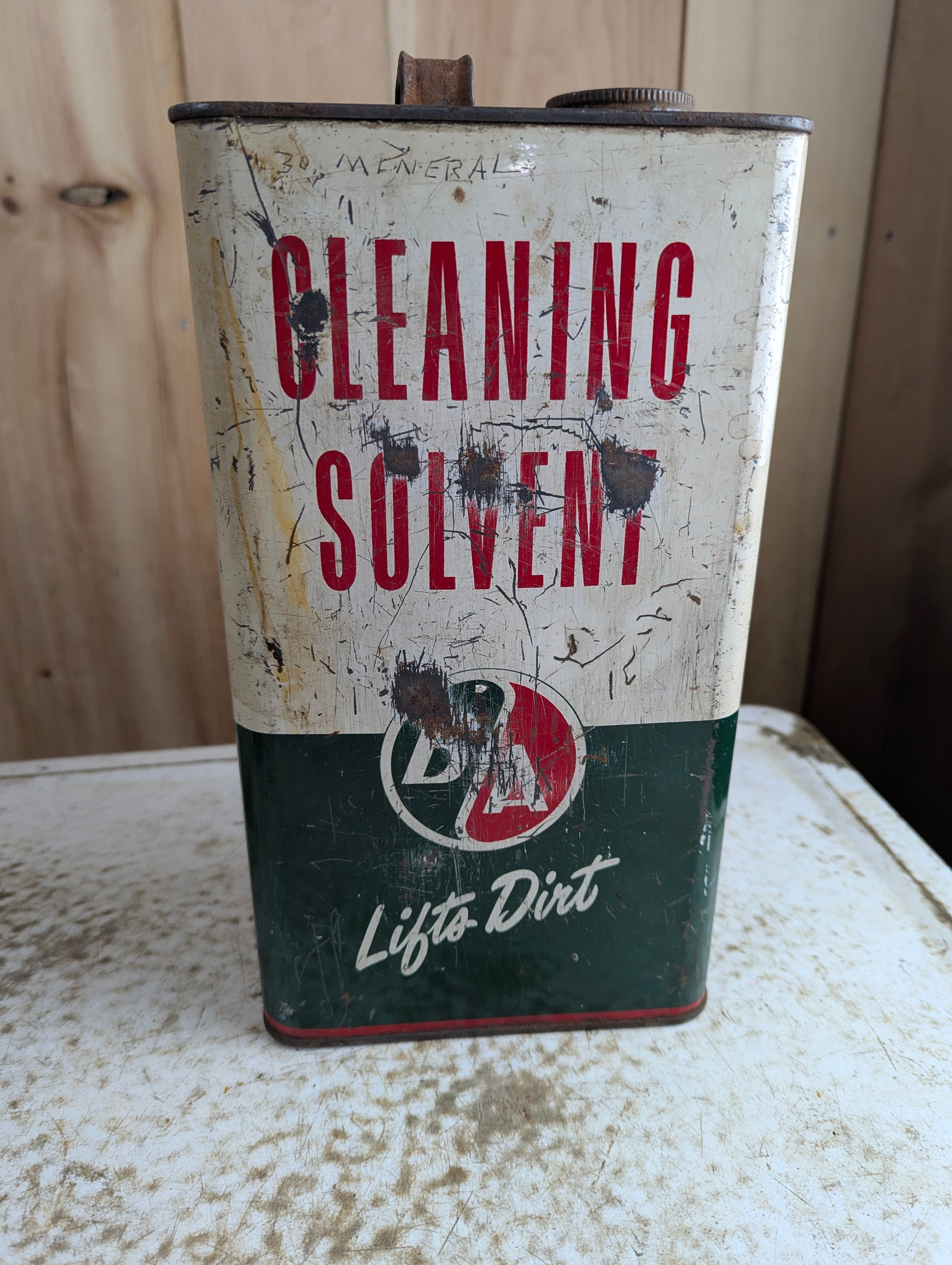 Vintage British American Oil Cleaning Solvent Gallon Tin