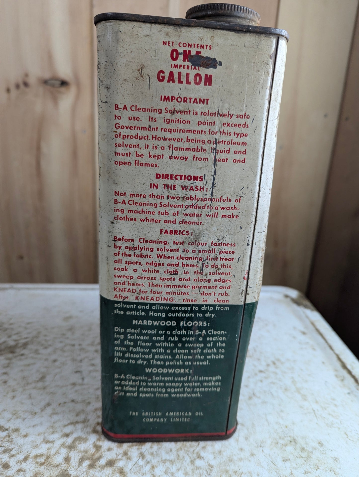 Vintage British American Oil Cleaning Solvent Gallon Tin