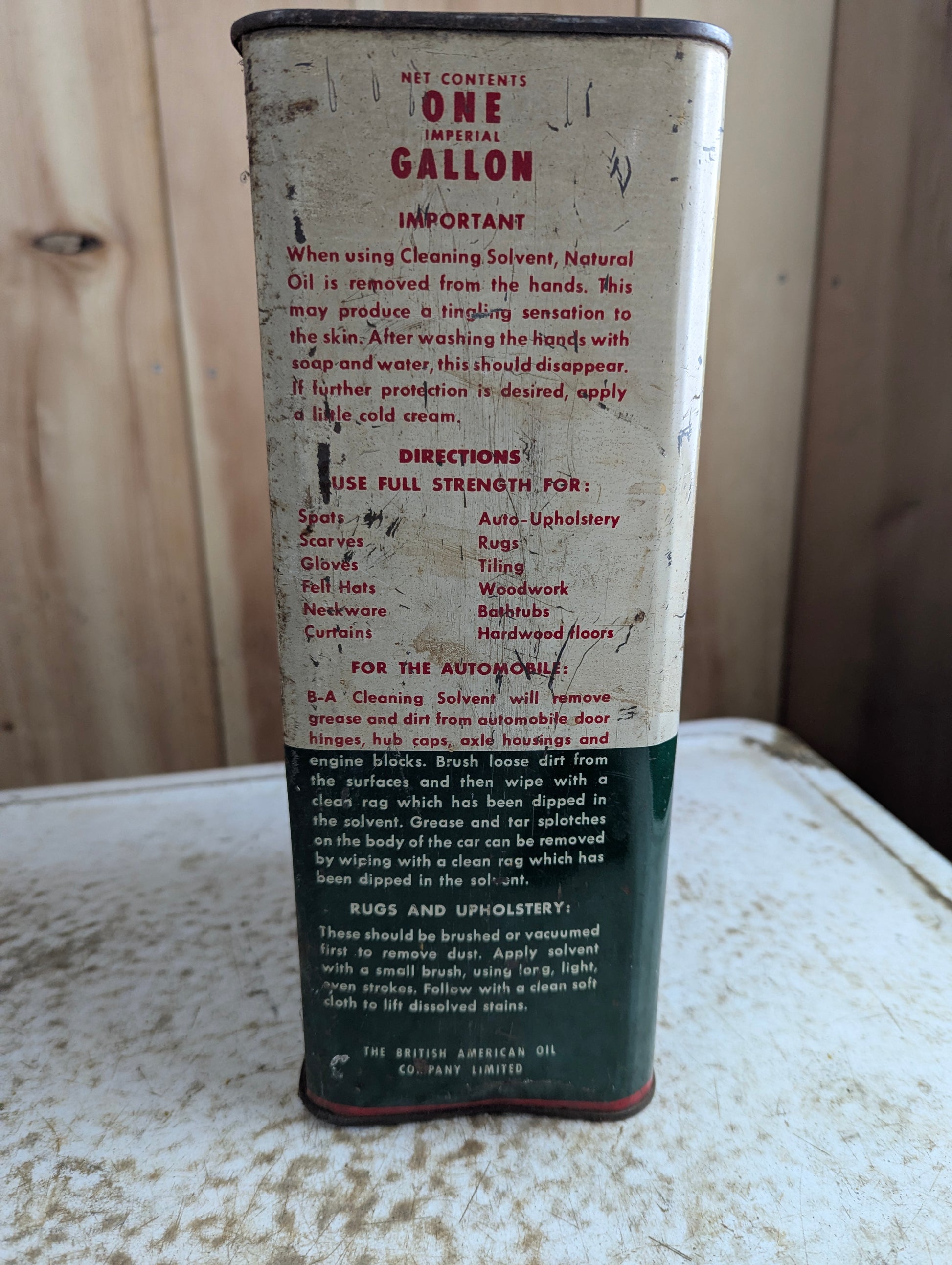 Vintage British American Oil Cleaning Solvent Gallon Tin