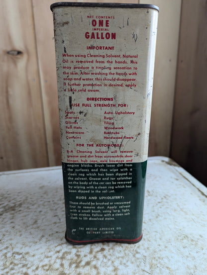 Vintage British American Oil Cleaning Solvent Gallon Tin