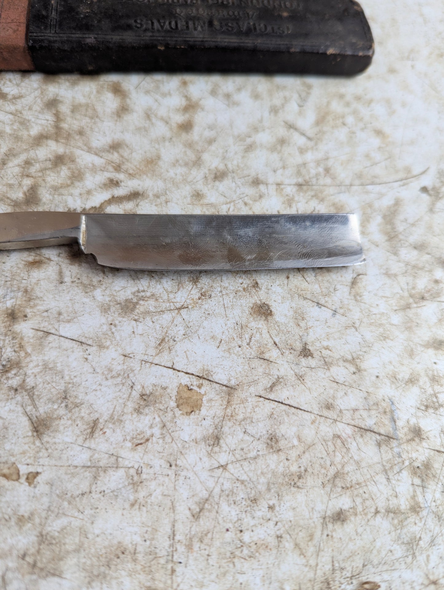 Vintage H. Boker & Co. Blue Steel Straight Razor with Black Handle