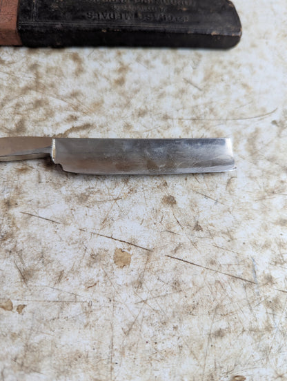 Vintage H. Boker & Co. Blue Steel Straight Razor with Black Handle