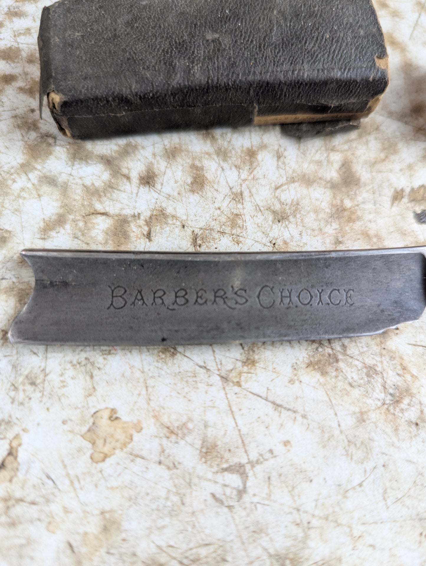 Antique H. Boker & Co Barber's Choise Straight Razor with Black Handle - Chipped