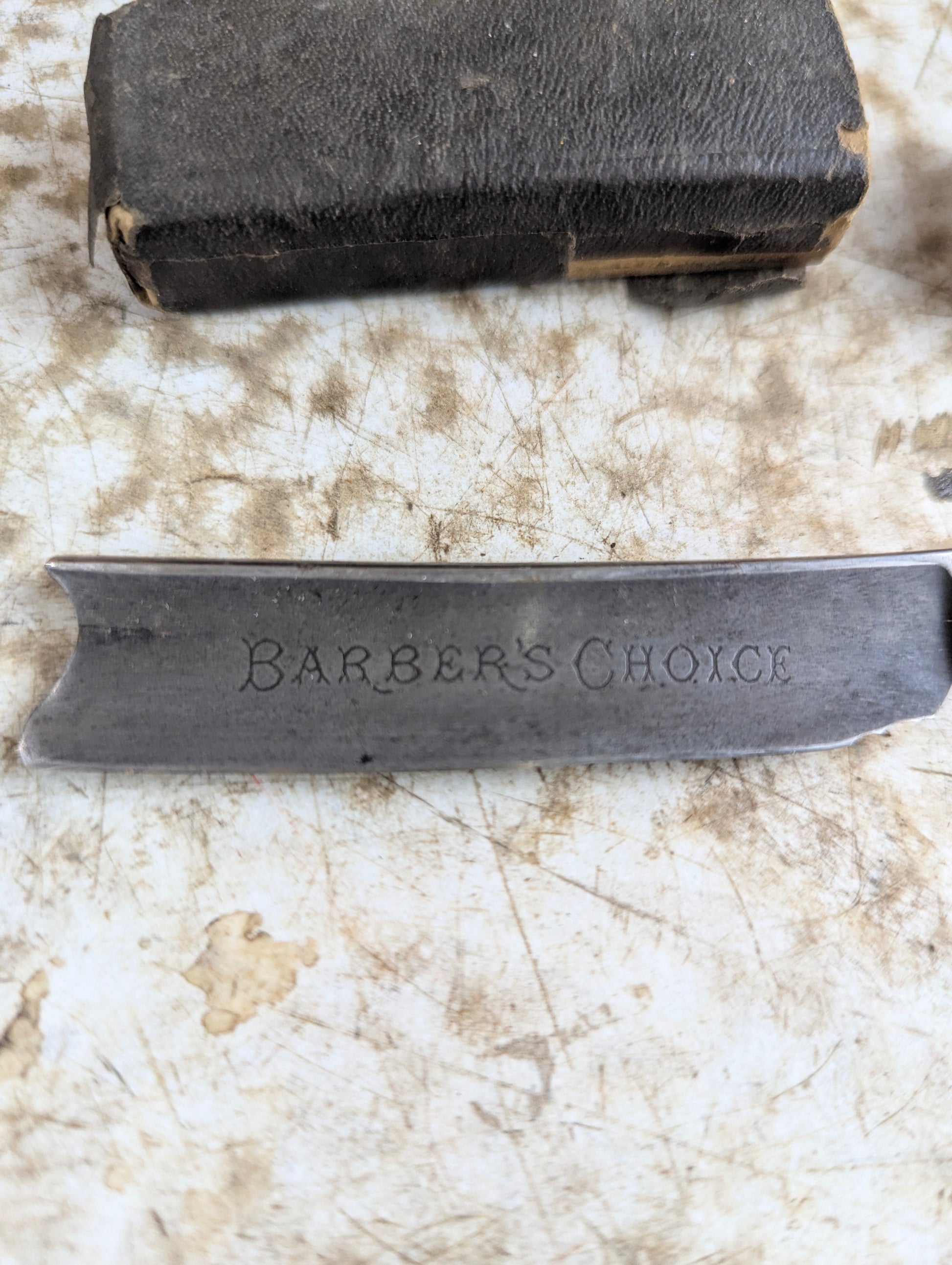 Antique H. Boker & Co Barber's Choise Straight Razor with Black Handle - Chipped