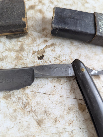 Antique H. Boker & Co Barber's Choise Straight Razor with Black Handle - Chipped