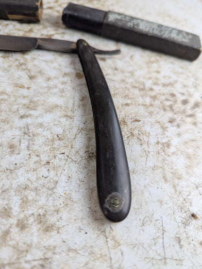 Antique H. Boker & Co Barber's Choise Straight Razor with Black Handle - Chipped