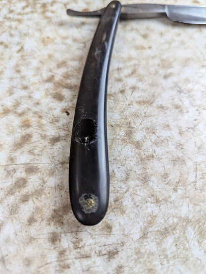 Antique H. Boker & Co Barber's Choise Straight Razor with Black Handle - Chipped