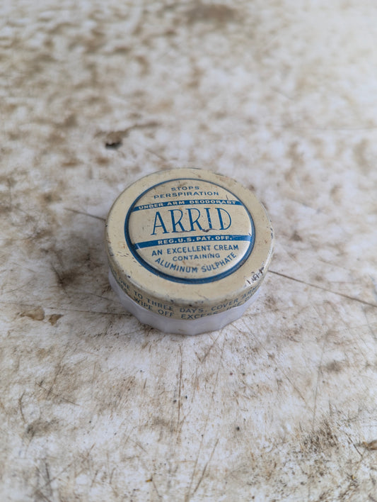 1940s Arrid Cream Deodorant Milk Glass Jarwith Lid