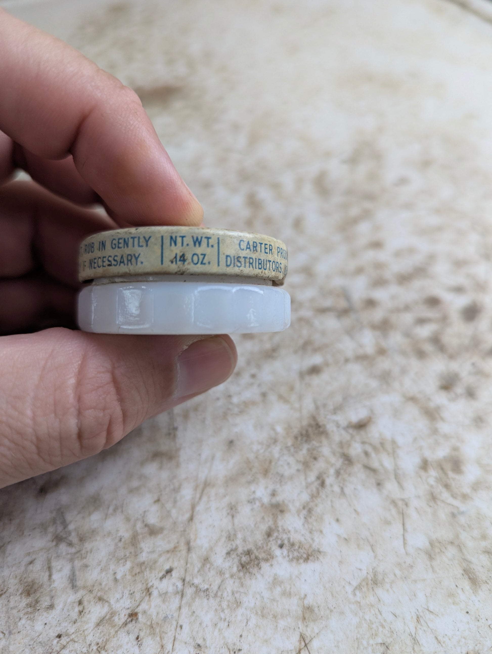 1940s Arrid Cream Deodorant Milk Glass Jarwith Lid
