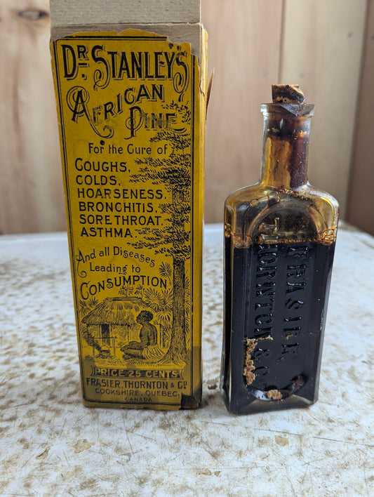 Dr. Stanley's African Pine Patent Medicine Bottle in Original Packaging with Pamphlet