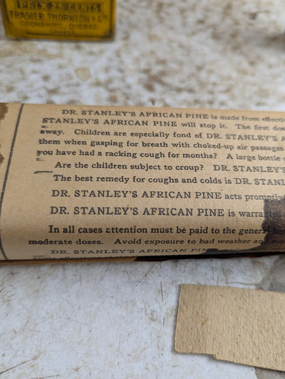 Dr. Stanley's African Pine Patent Medicine Bottle in Original Packaging with Pamphlet