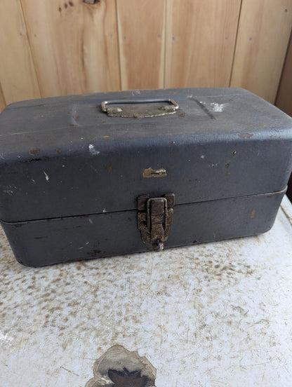 Vintage 14.5" x 7" x 6" Metal Tackle Box
