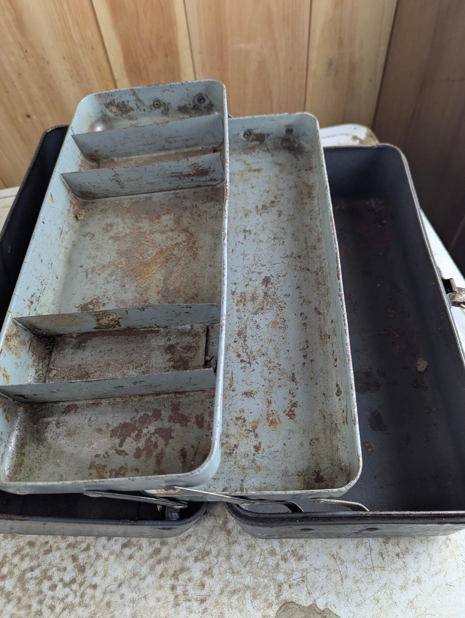 Vintage 14.5" x 7" x 6" Metal Tackle Box