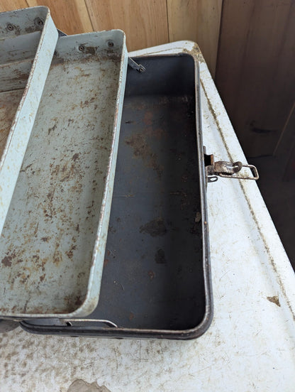 Vintage 14.5" x 7" x 6" Metal Tackle Box