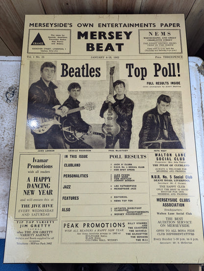 Beatles Top Poll 24" x 34" Mersey Beat No. 13 Print on MDF