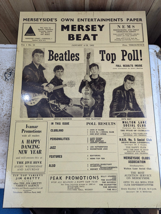 Beatles Top Poll 24" x 34" Mersey Beat No. 13 Print on MDF