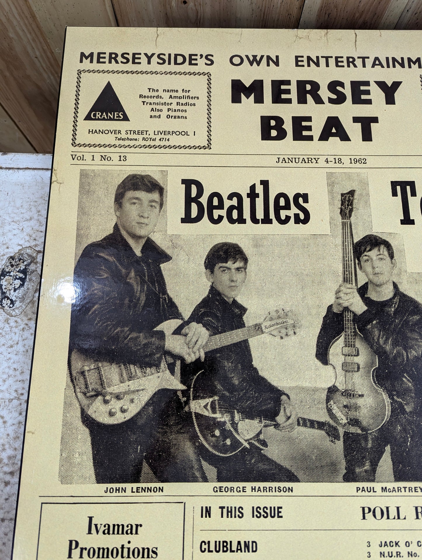 Beatles Top Poll 24" x 34" Mersey Beat No. 13 Print on MDF
