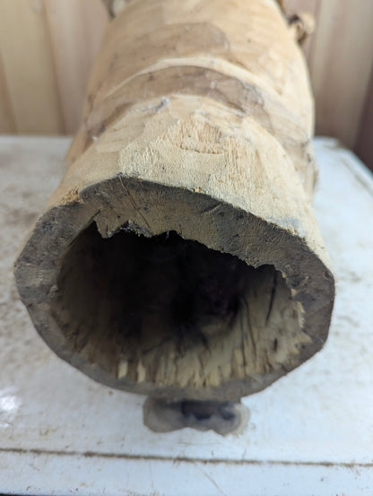 Vintage Hand-carved Wooden Stretched Hide African Peg Drum - Damaged