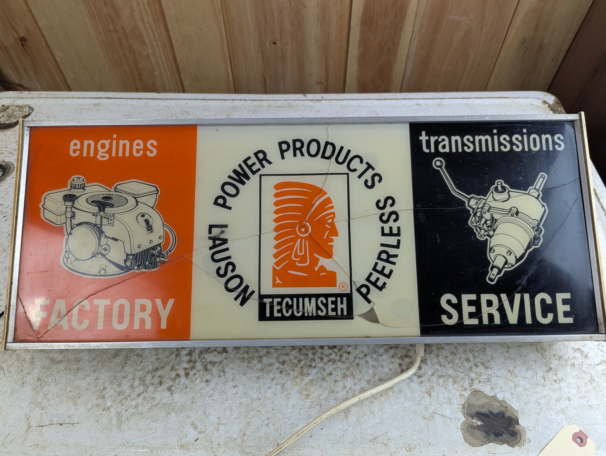 Vintage Tecumseh 25" x 10" Lighted Dealer Sign
