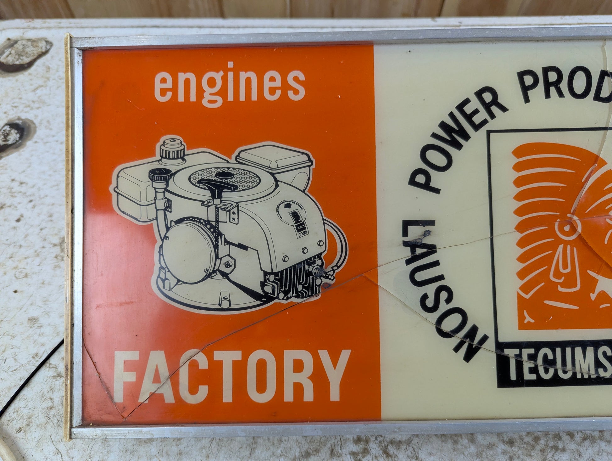 Vintage Tecumseh 25" x 10" Lighted Dealer Sign