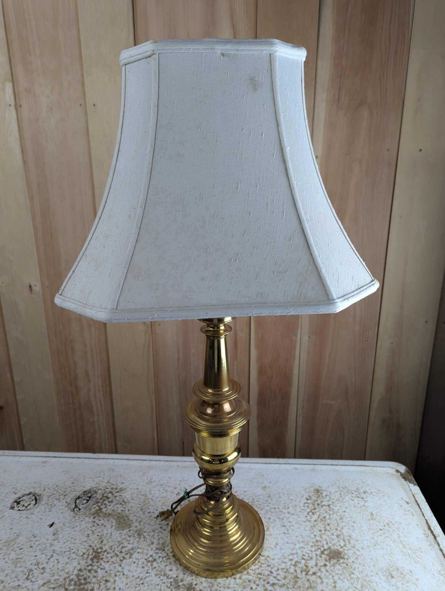 Vintage 30" Brass Table Lamp with Shade