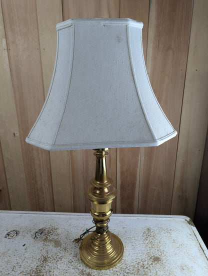 Vintage 30" Brass Table Lamp with Shade