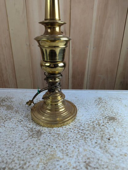 Vintage 30" Brass Table Lamp with Shade