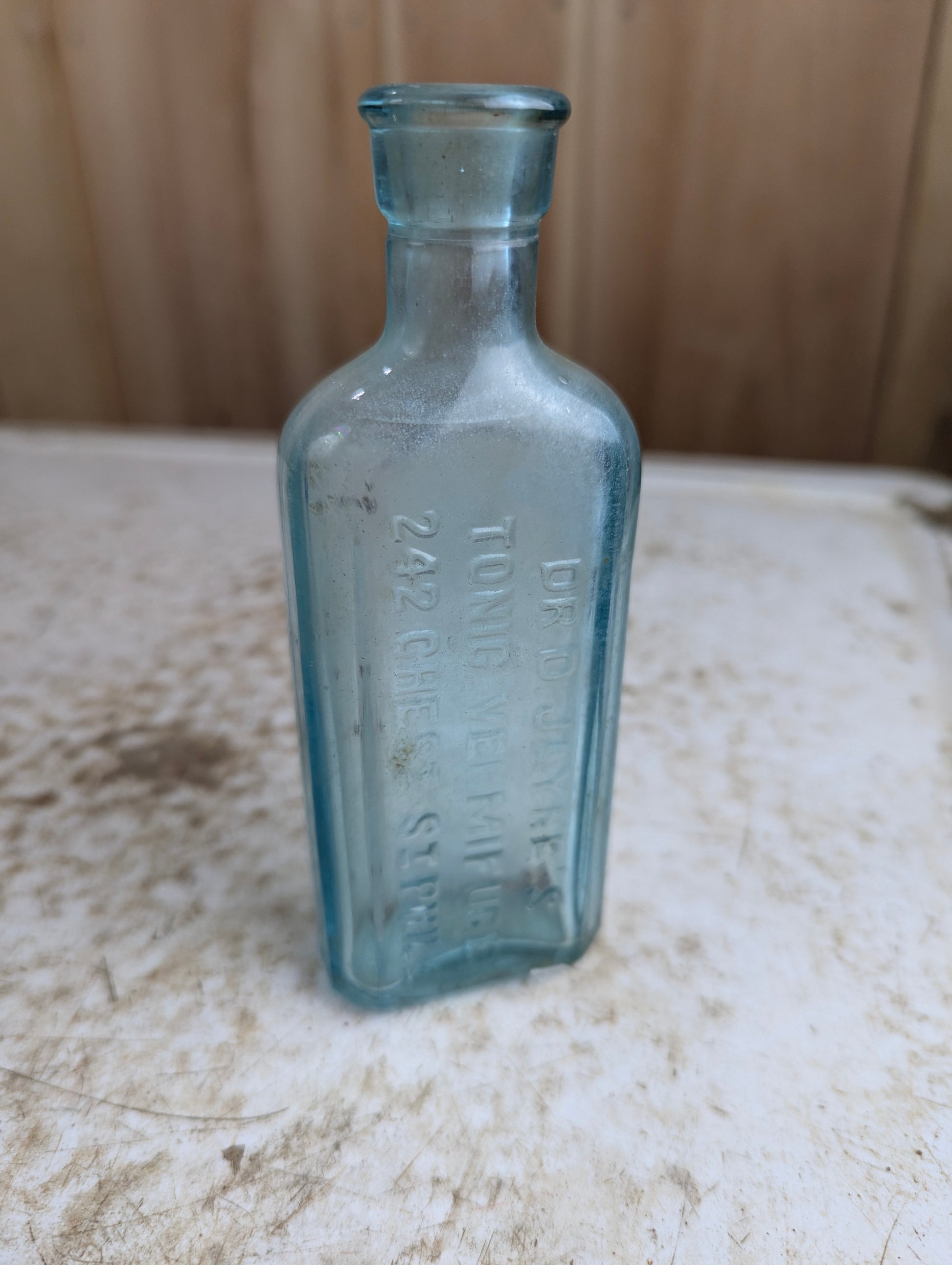1890s Dr. D. Jayne's Tonic Vermifuge Patent Medicine Aqua Glass Bottle