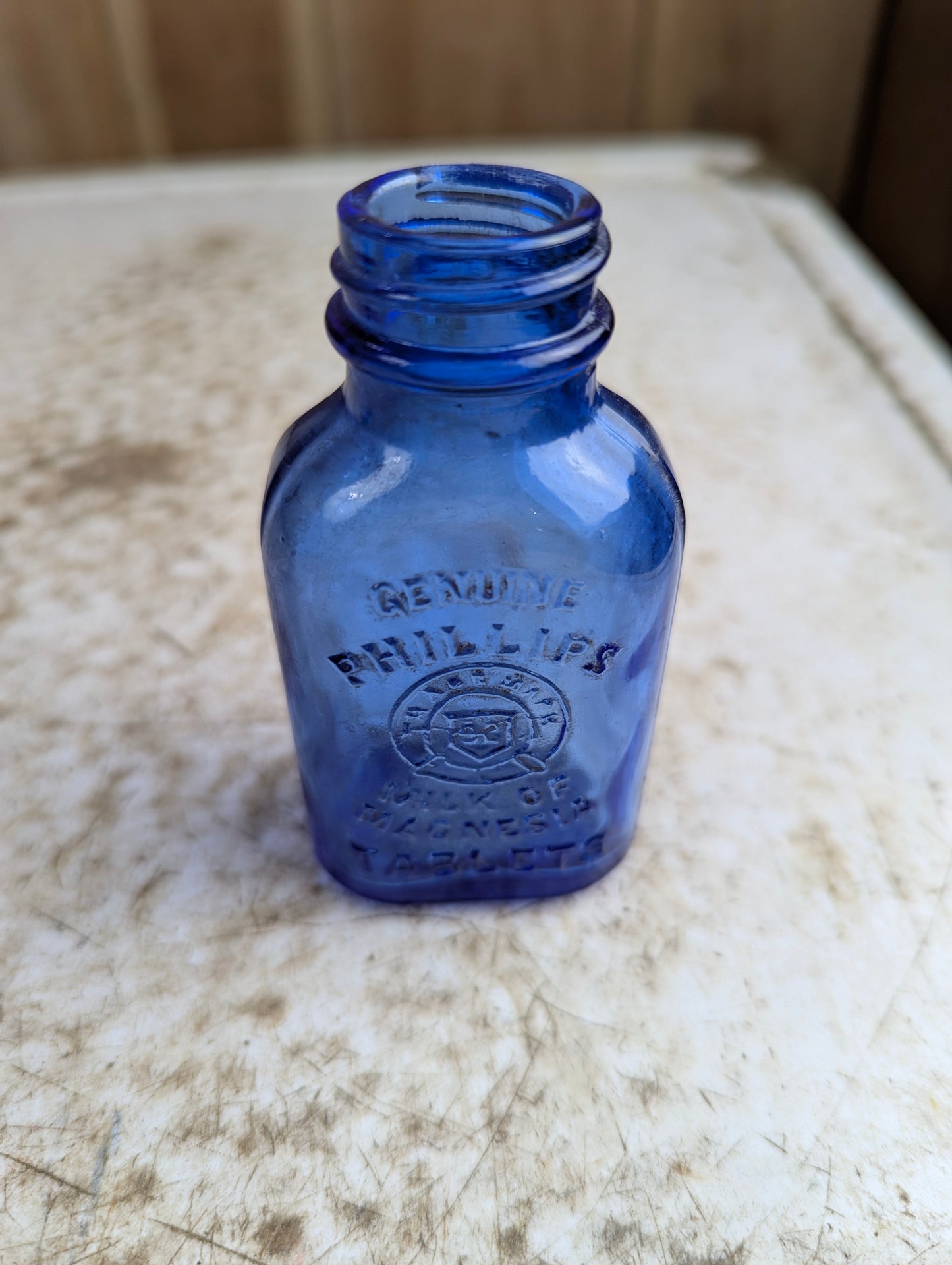Vintage Small Philips Milk of Magnesia Cobalt Blue Glass Bottle