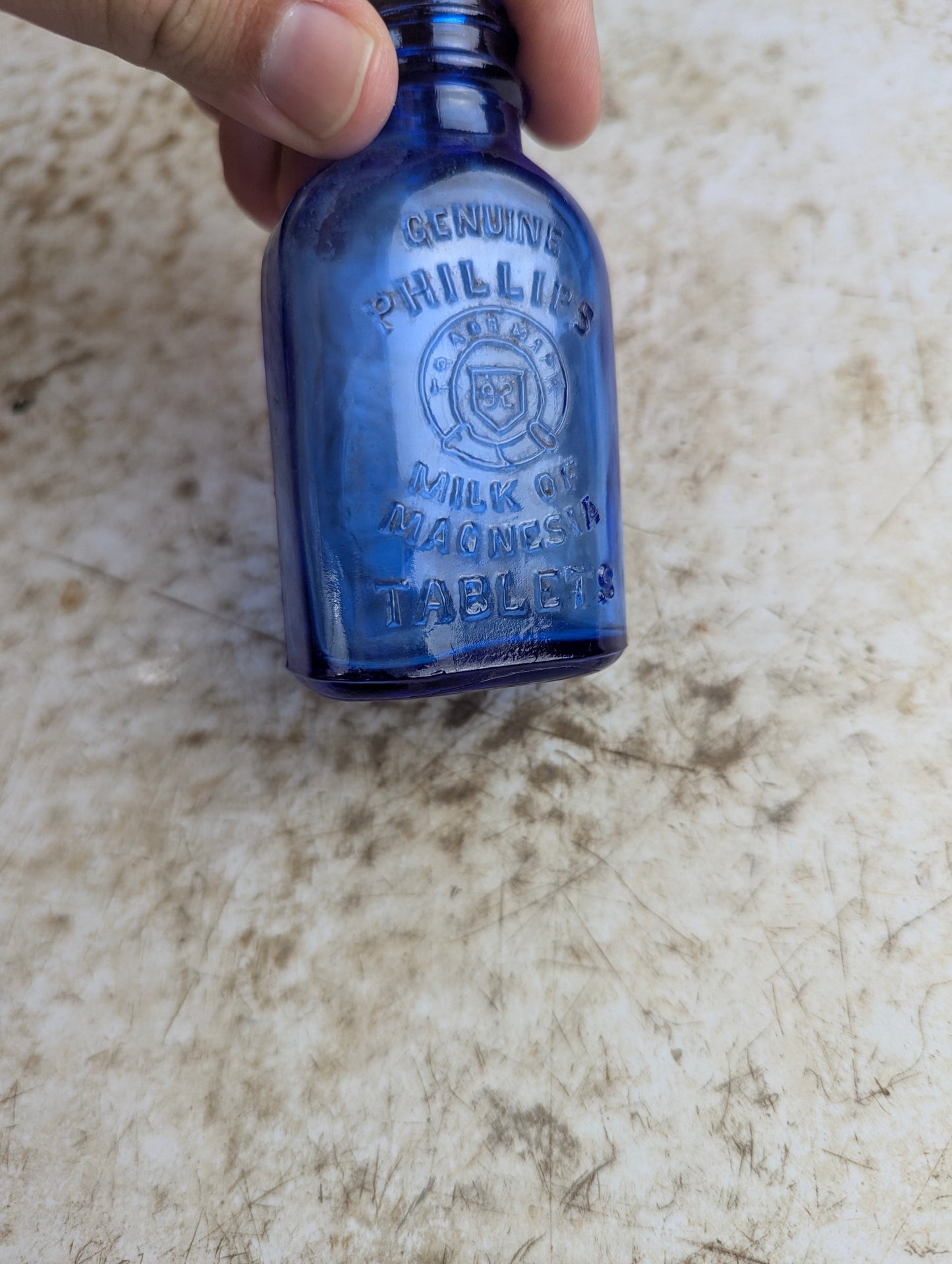 Vintage Small Philips Milk of Magnesia Cobalt Blue Glass Bottle