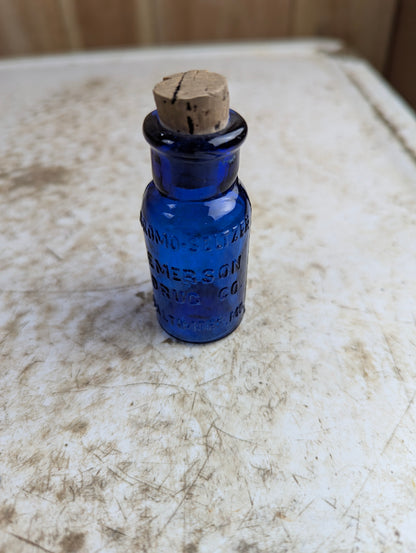 Antique Emerson Drug No. Cobalt Blue Bromo-Seltzer Bottle with Stopper