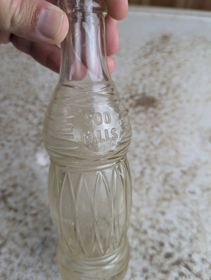 Vintage Soo Falls Embossed Glass Soda Bottle