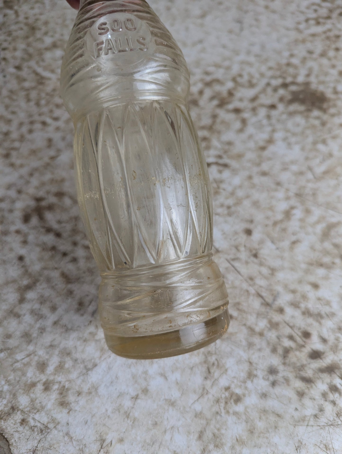 Vintage Soo Falls Embossed Glass Soda Bottle