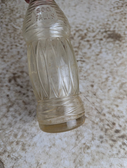 Vintage Soo Falls Embossed Glass Soda Bottle