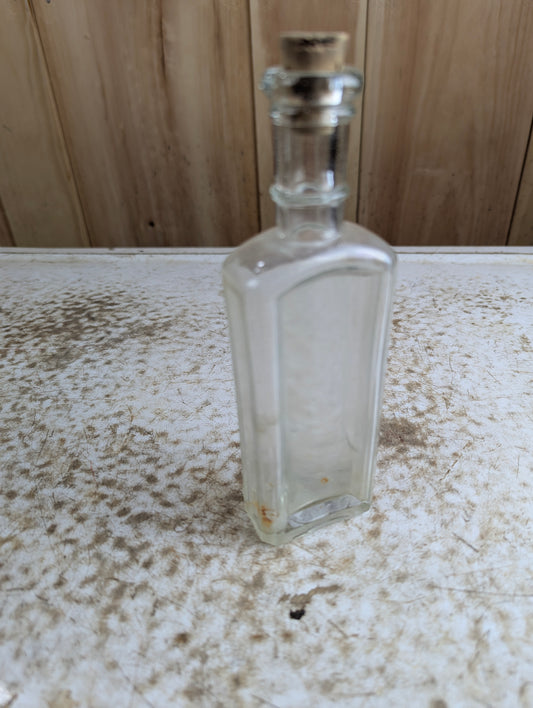 Antique Rectangular Mecidine Bottle with Cork Stopper