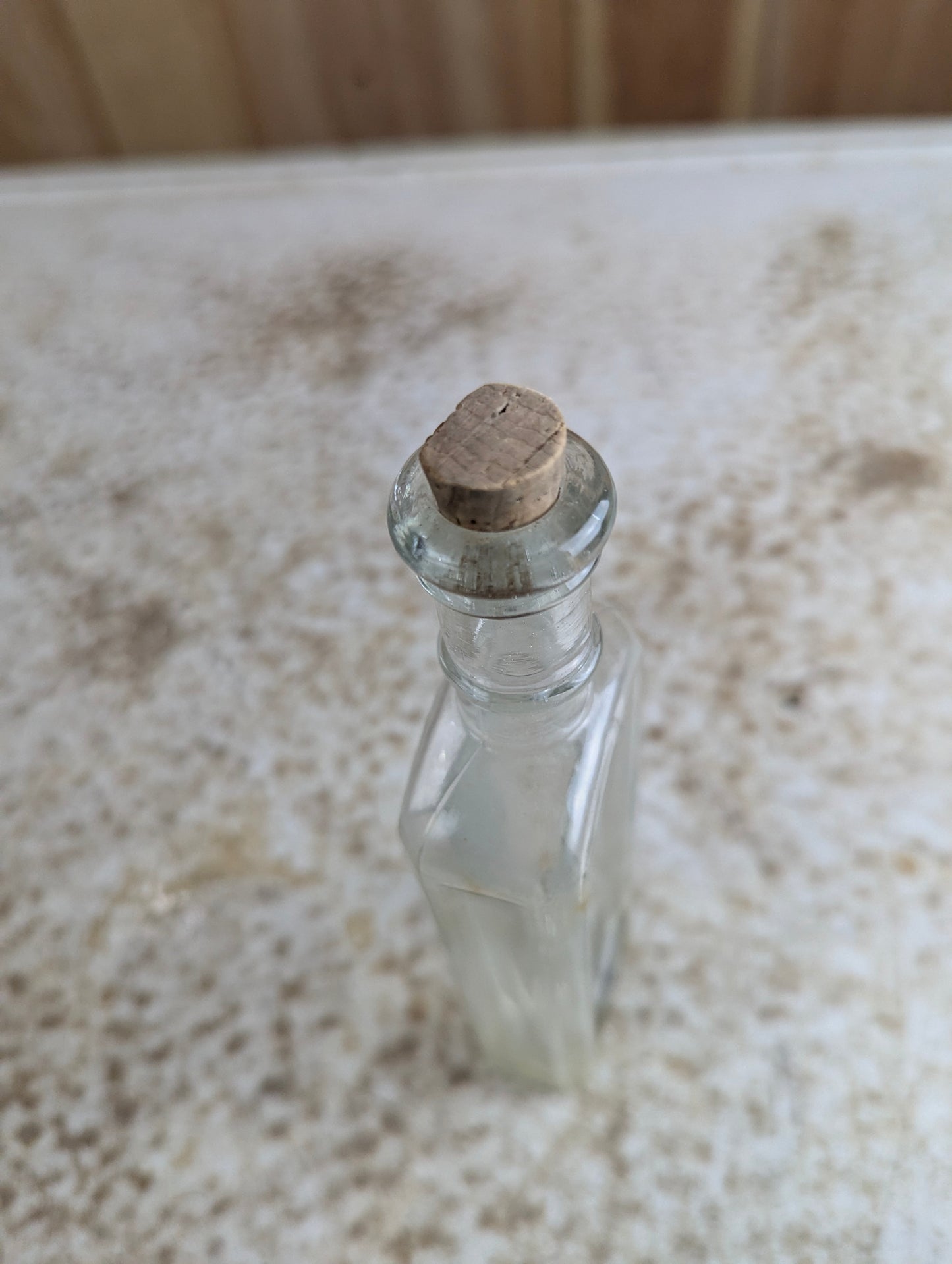 Antique Rectangular Mecidine Bottle with Cork Stopper