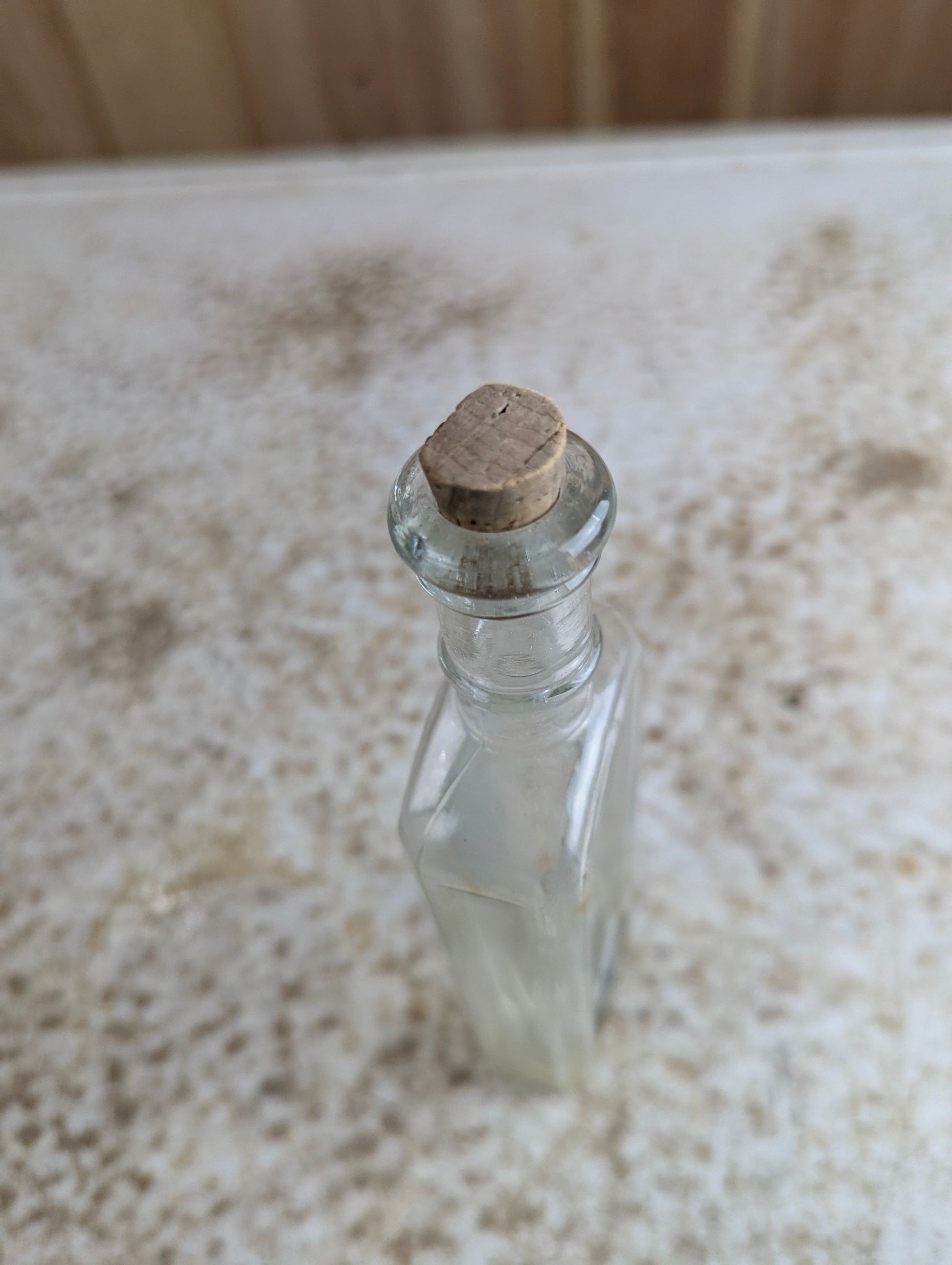 Antique Rectangular Mecidine Bottle with Cork Stopper