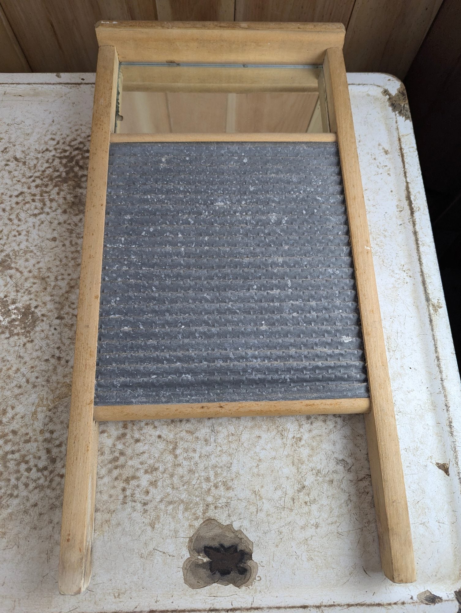 Vintage Small Washboard with Mirror
