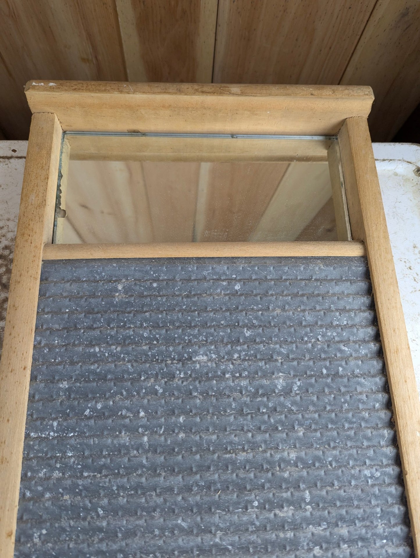 Vintage Small Washboard with Mirror