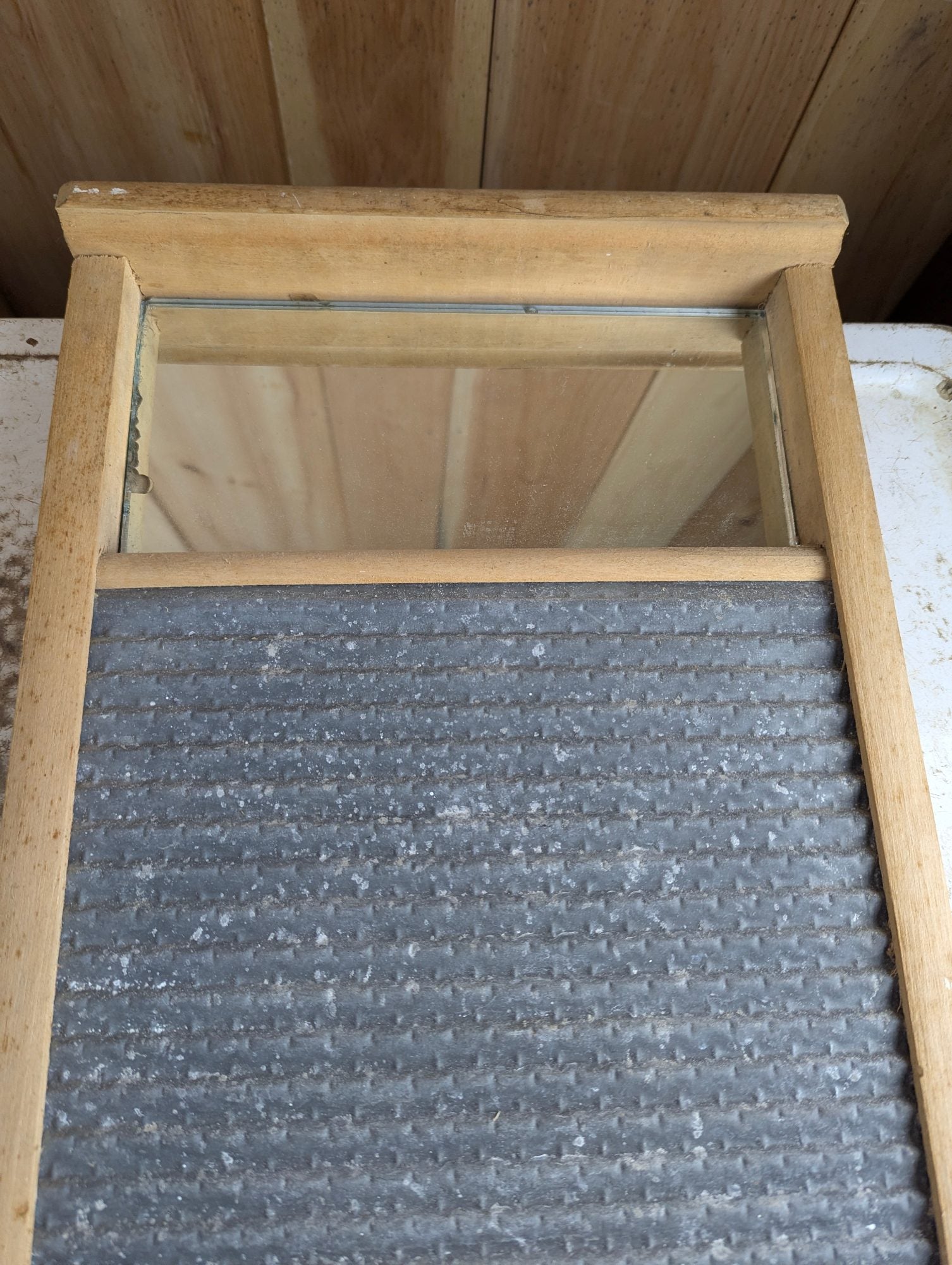 Vintage Small Washboard with Mirror