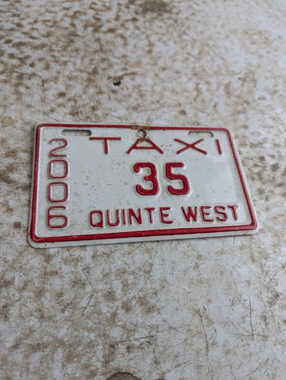 2006 Quinte West Taxi License Plate