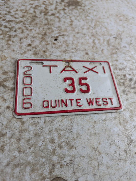 2006 Quinte West Taxi License Plate