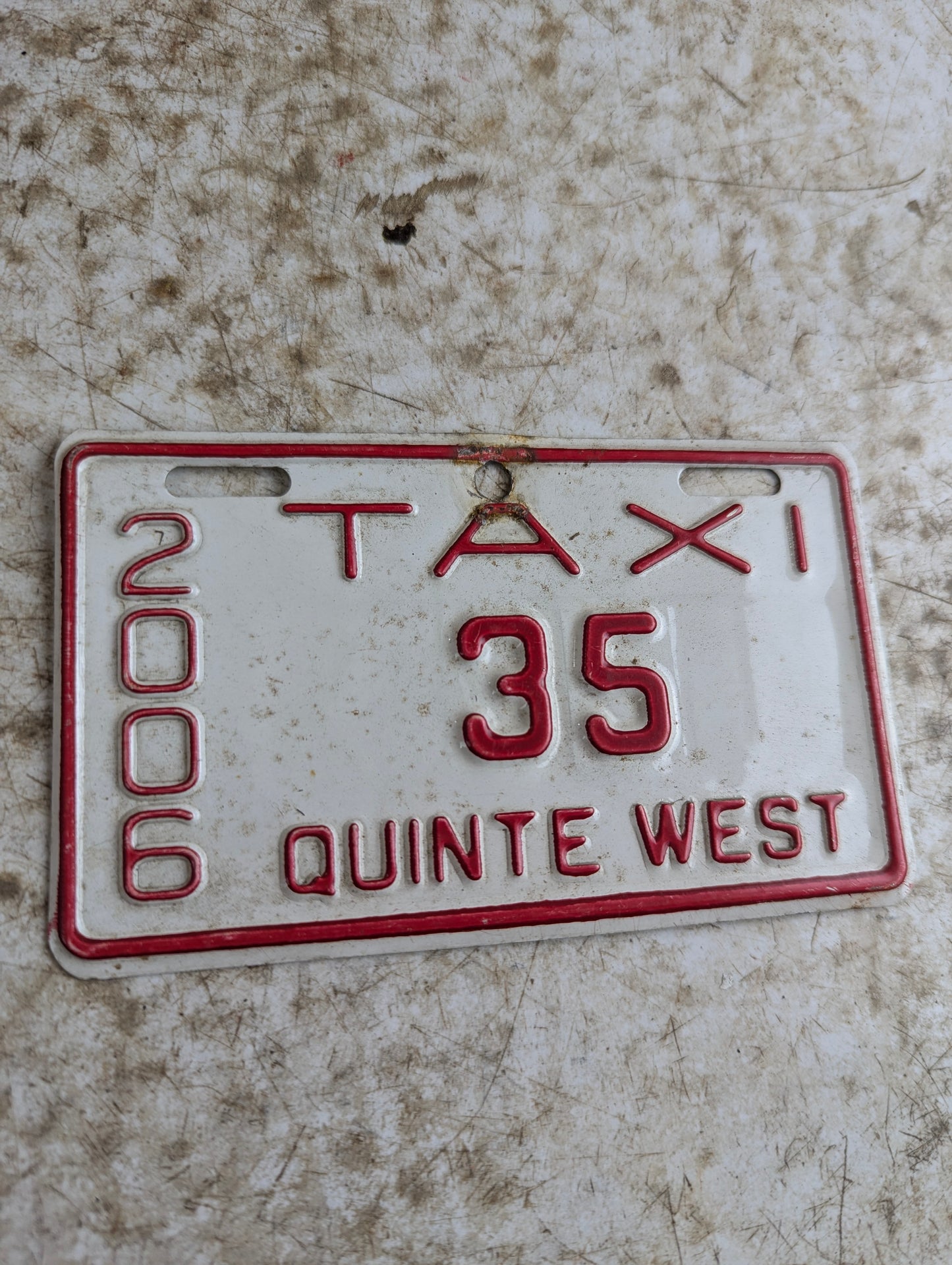 2006 Quinte West Taxi License Plate