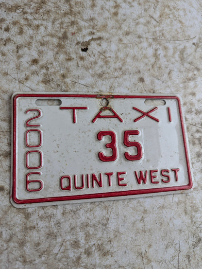 2006 Quinte West Taxi License Plate