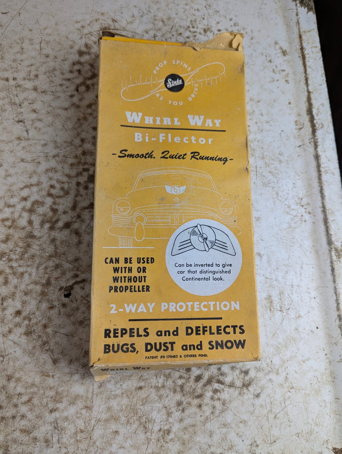1950sBlue Sinko Whirl Way Bi-Flector Car Bug Deflector Complete in Box