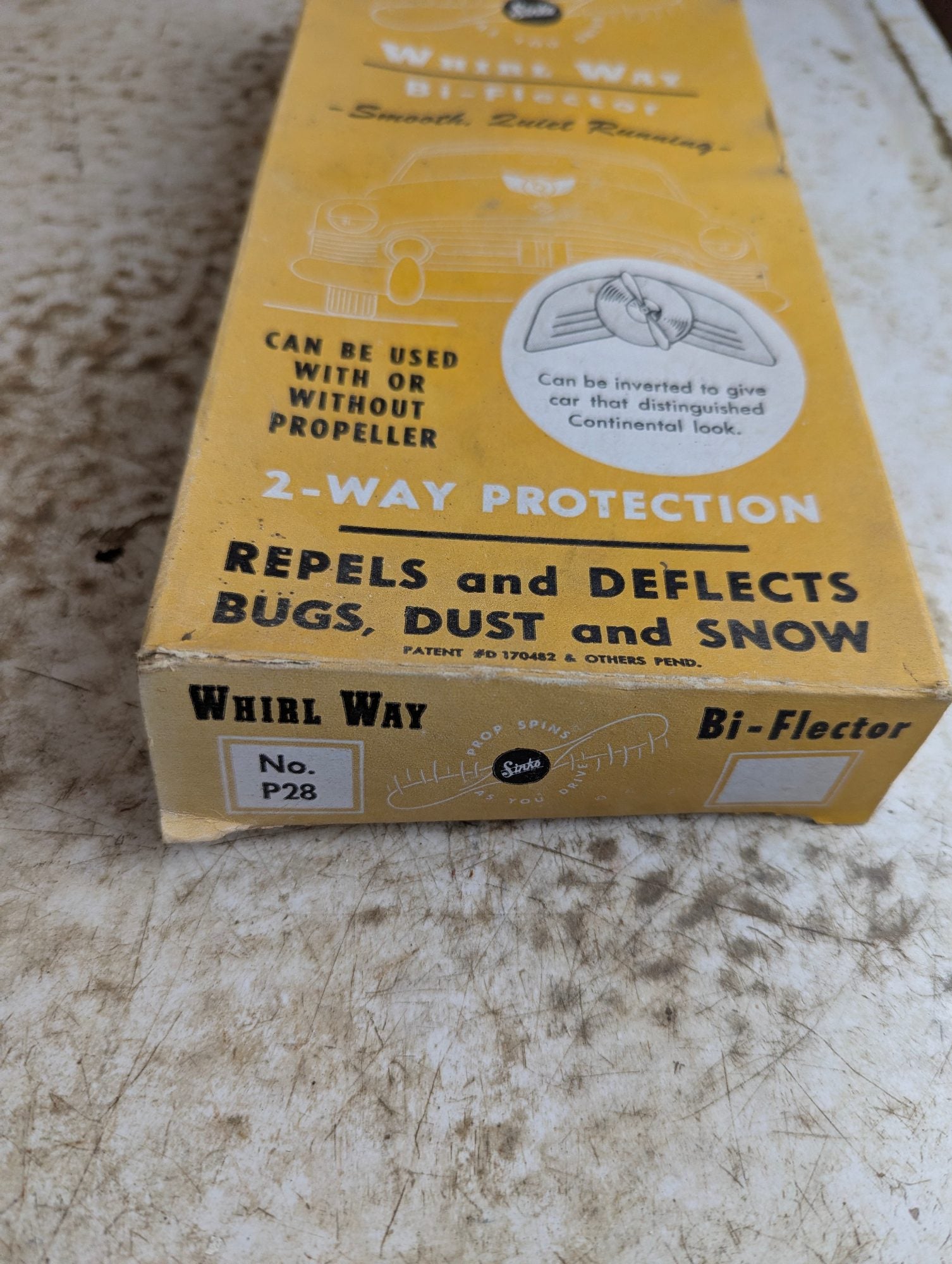 1950sBlue Sinko Whirl Way Bi-Flector Car Bug Deflector Complete in Box