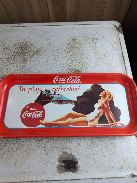 1990 Coca-Cola 'Play Refreshed' Advertising Tray 19" x 8.5"