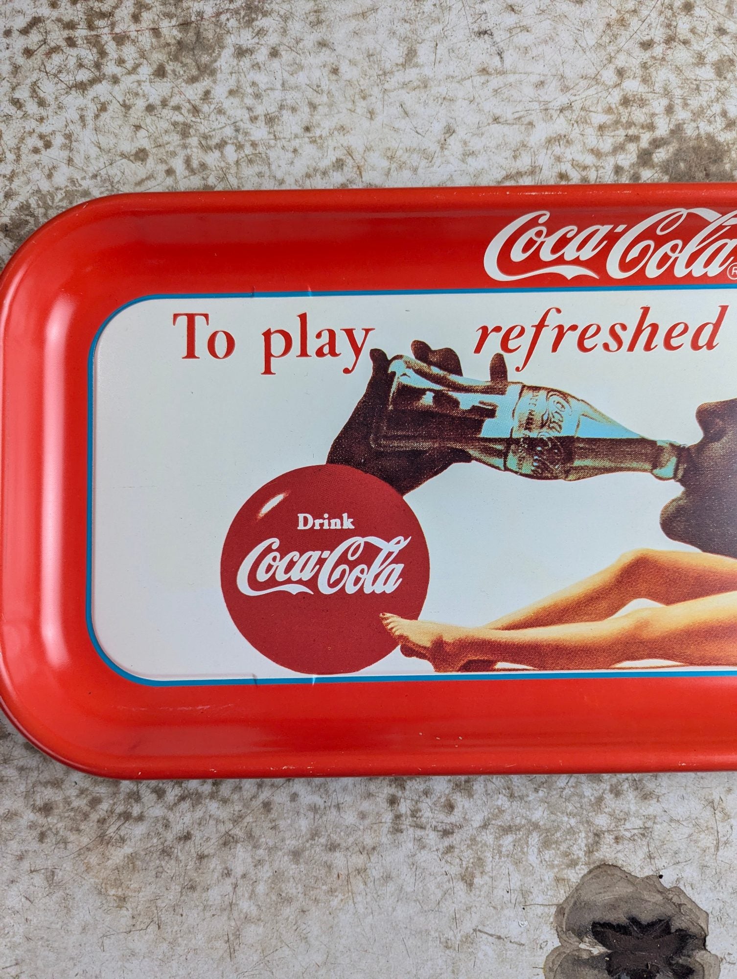 1990 Coca-Cola 'Play Refreshed' Advertising Tray 19" x 8.5"
