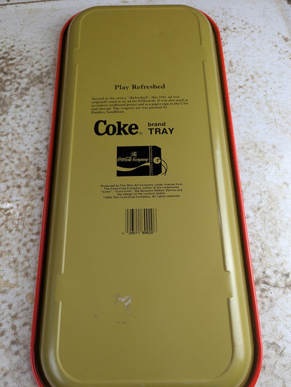 1990 Coca-Cola 'Play Refreshed' Advertising Tray 19" x 8.5"