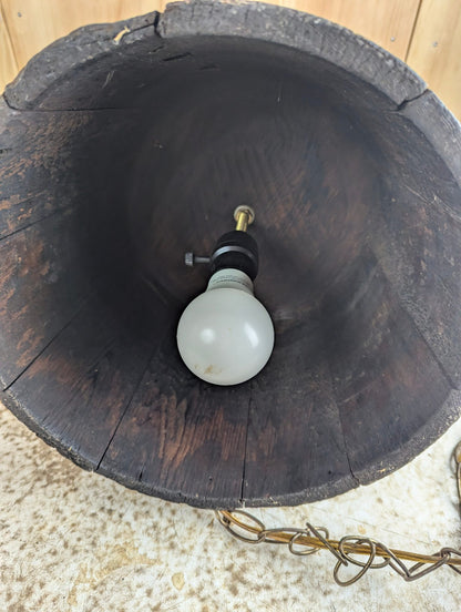 Vintage Rustic Wooden Barrel Pendant Light Fixture